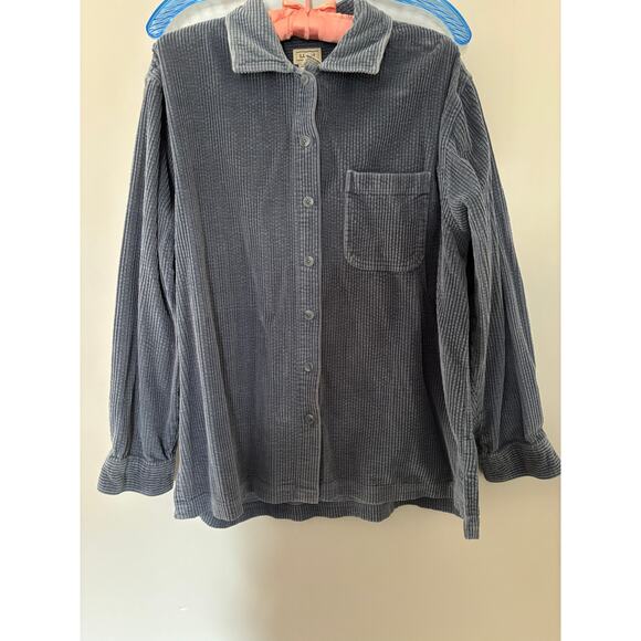 Vintage LL Bean Blue Women’s Soft Corduroy Button Up Large - Picture 1 of 3